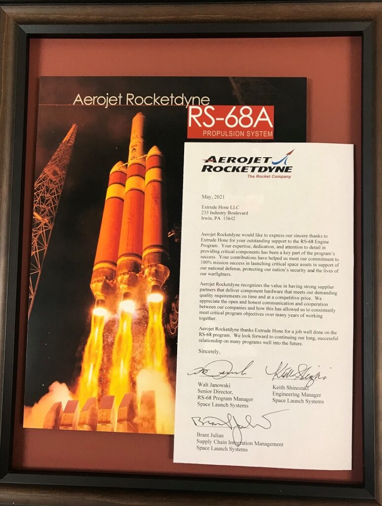 Appreciation from Aerojet Rocketdyne LR